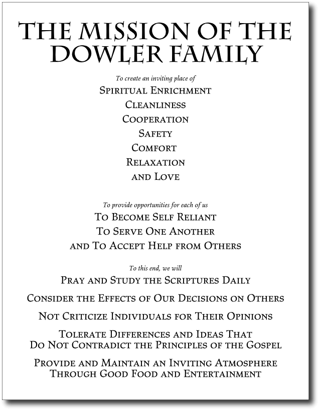 Dowler Family Mission Statement